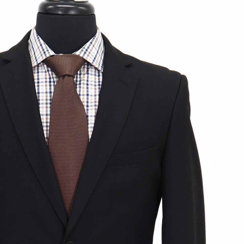 Verno Fashion 40R Black Solid 2-Button Sport Coat Blazer Jacket G156 - Picture 5 of 11